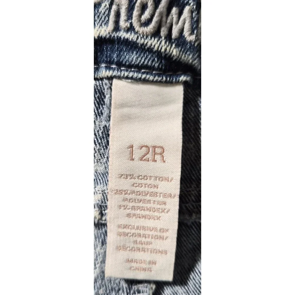 Justice Girls Size 12 Acid Wash Denim Distressed Overalls NWT Blue Pockets